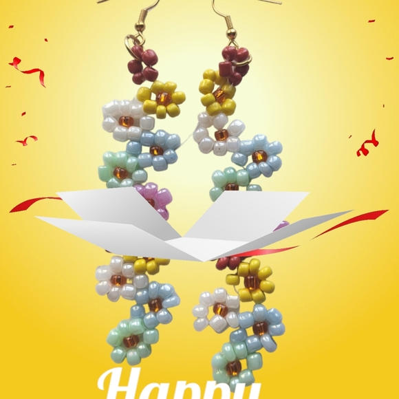 🌹"3/25🌹New* Multicolor Flower  Beaded Earrings - Picture 14 of 14